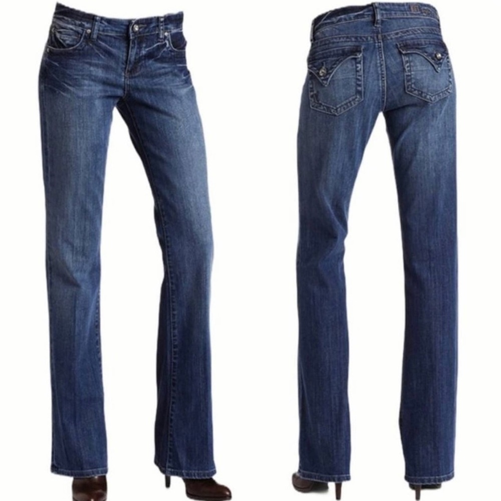 Kut from the Kloth Button Flap Pocket Bootcut Jeans High Rise Dark Wash Denim 10